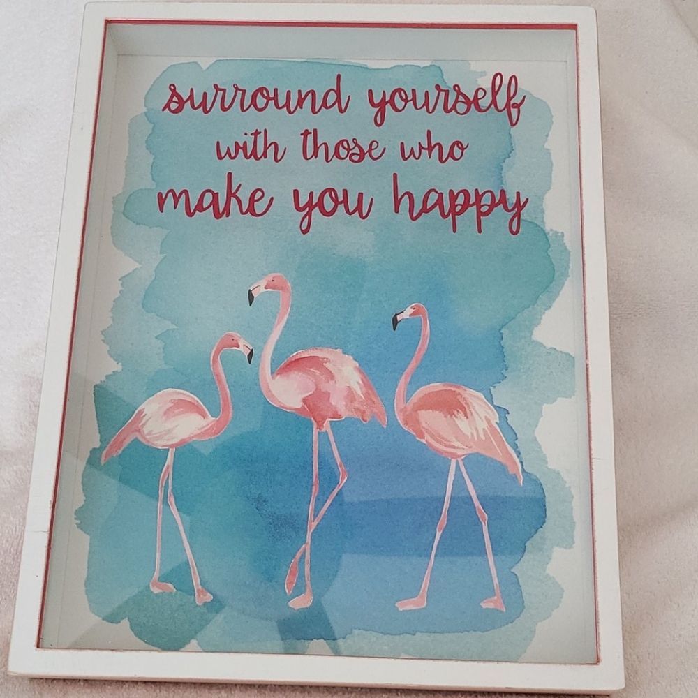 Glass picture of Flamingos